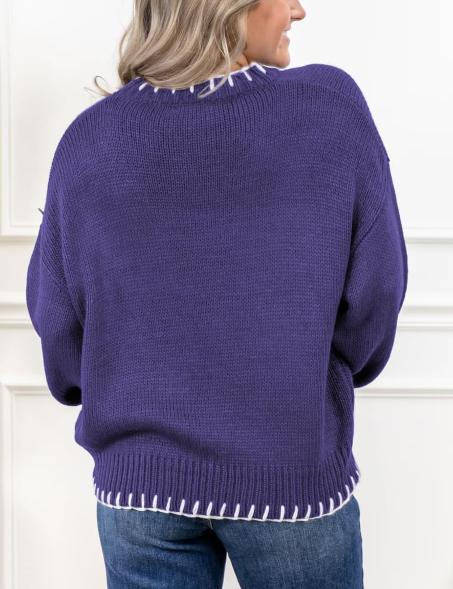 Bow Crew Neck Knitted Sweater Pullover (Buy 2 Free Shipping)