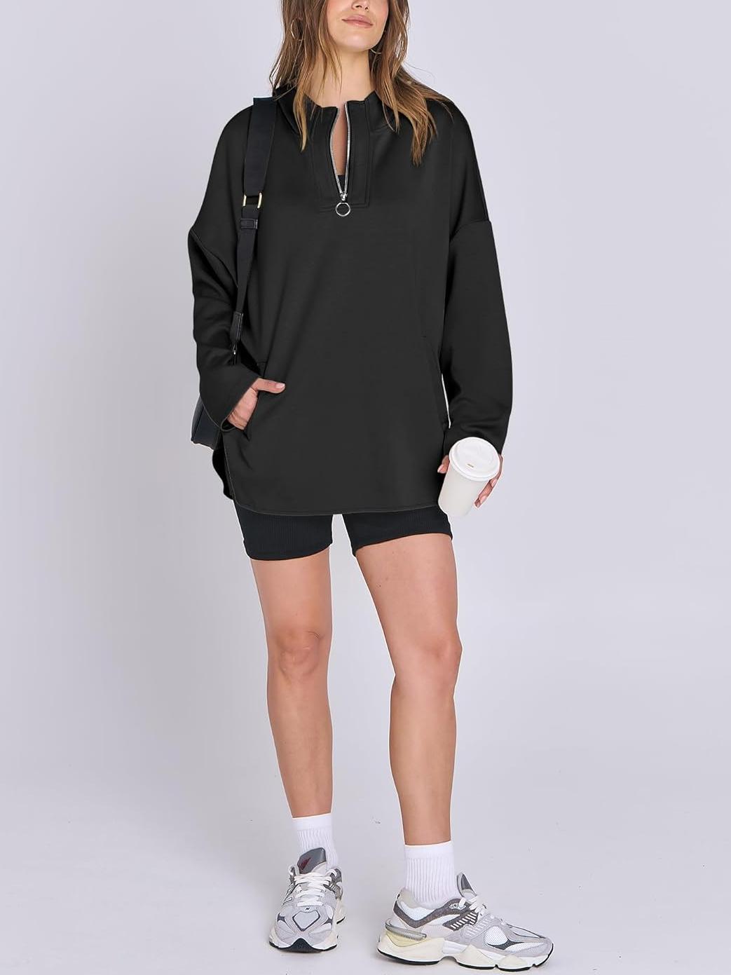 HOT SALE Women's Oversized Quarter Zip Hoodie