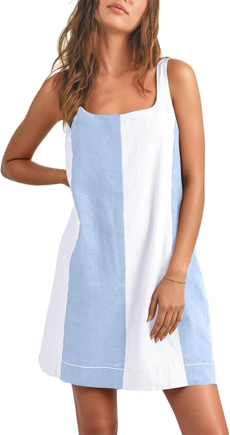 🎀Women Color Block Short Tank Dress