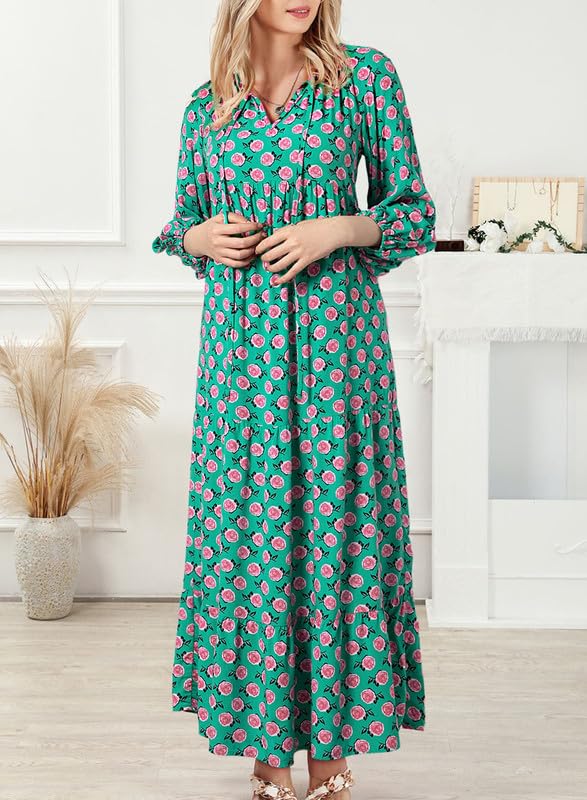 Women's Boho Puff Sleeve Maxi Dress (Buy 2 Free Shipping)