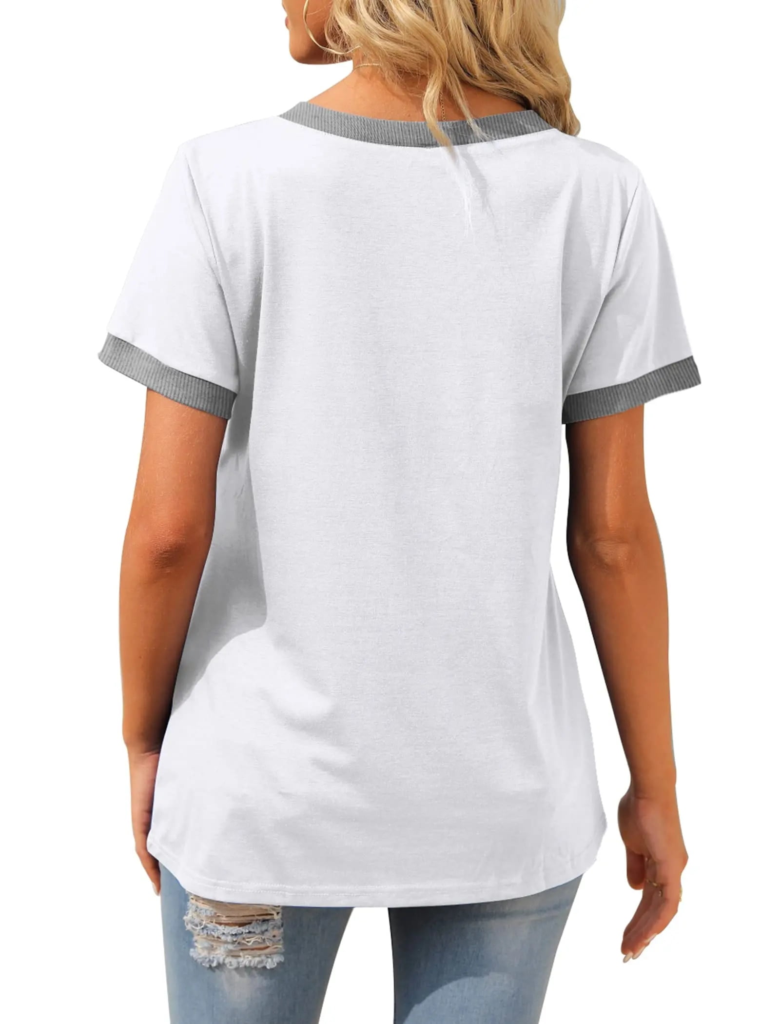 Women T Shirts Short Sleeve Loose Casual Summer Tops with Pocket