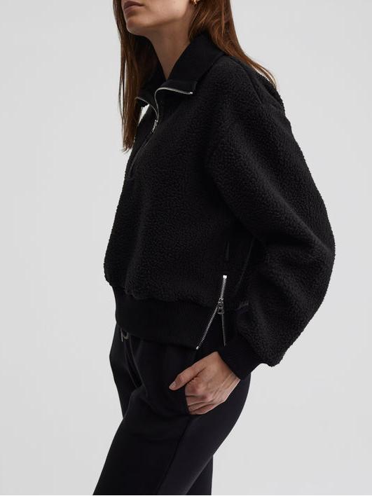  Women's Half Zip Oversized V Neck Fuzzy Knit Chunky Fleece