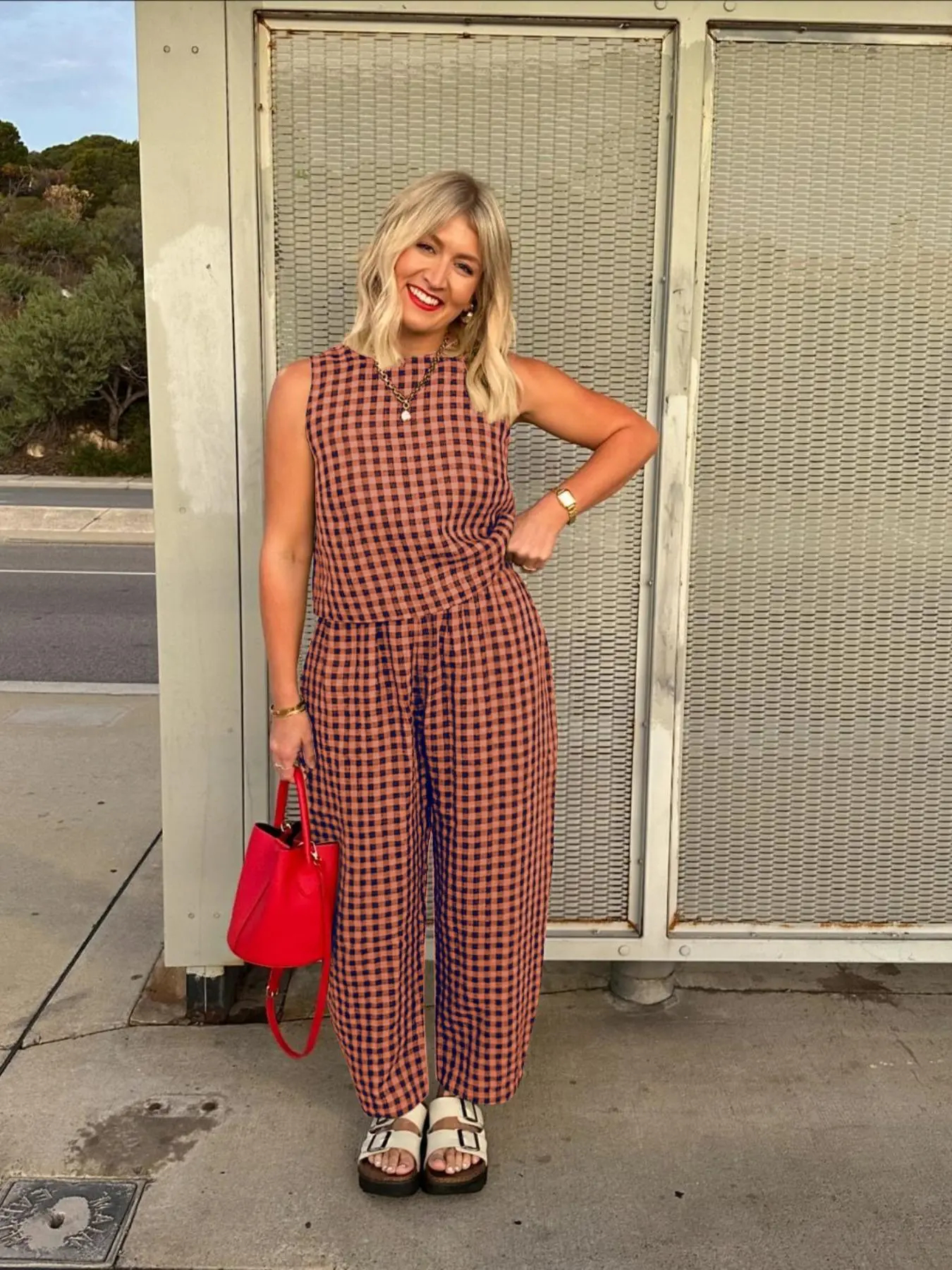 Women's Gingham Sleeveless Tank Top & Barrel Pants Set (BUY 2 FREE SHIPPING)