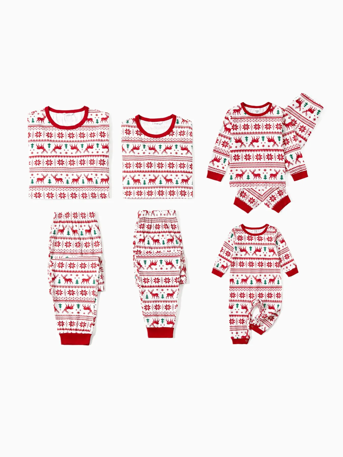 Christmas Reindeer and Snowflake Patterned Family Matching Pajamas Sets