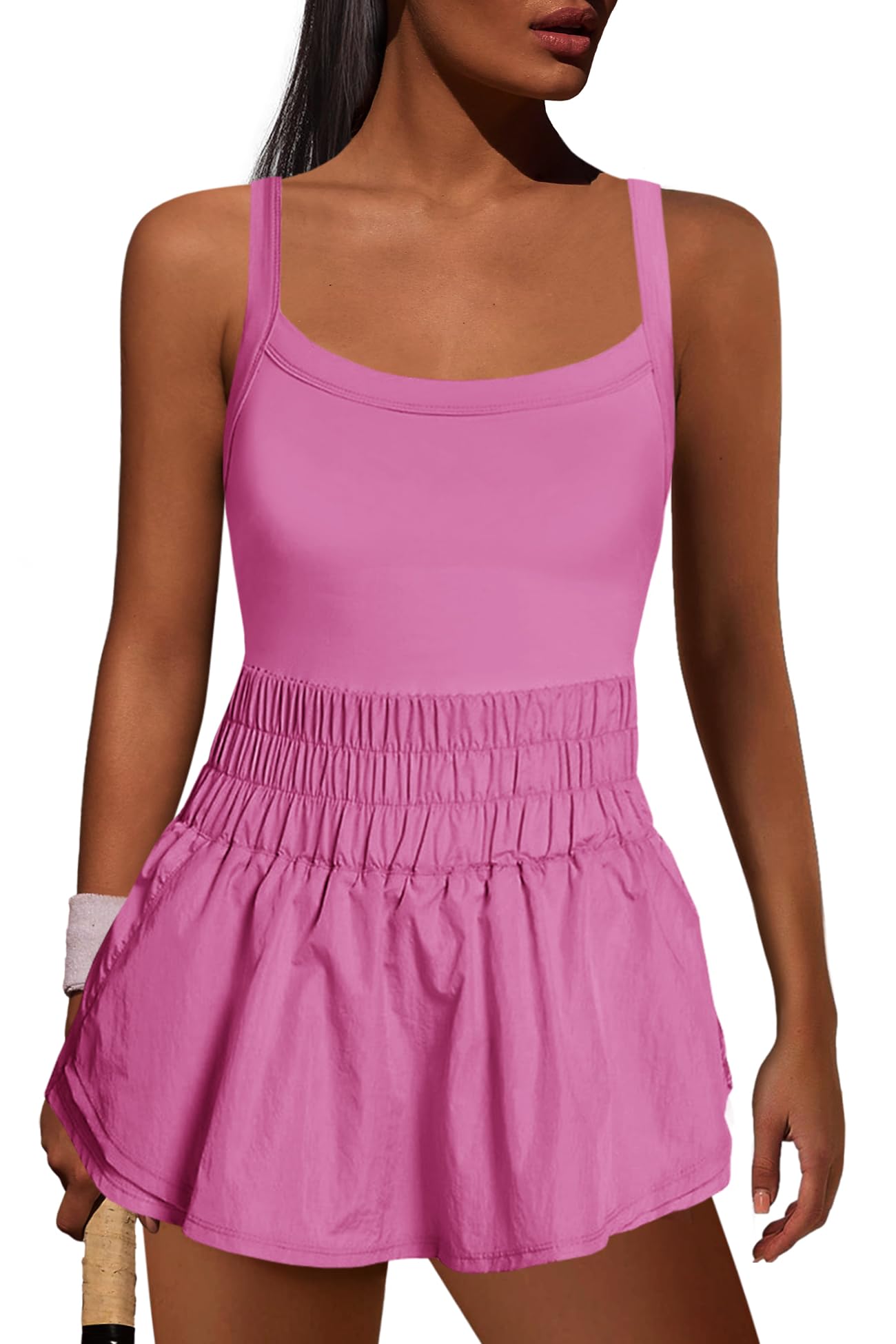 Womens Workout Romper Athletic Dress One Piece Jumpsuits 