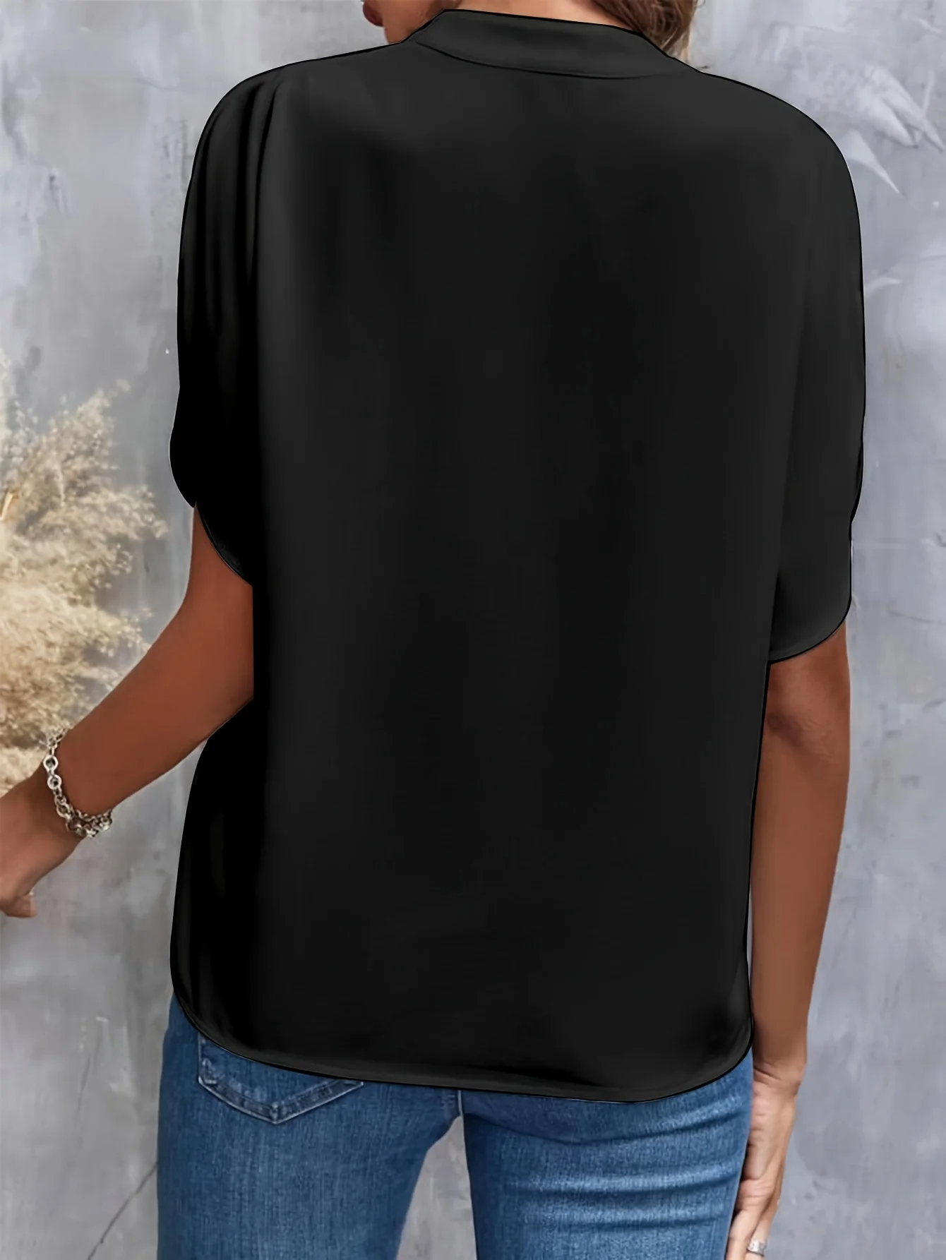Women's Short Sleeve Solid Color Notch Collar Short Sleeve Shirt（Buy 3 Free Shipping）