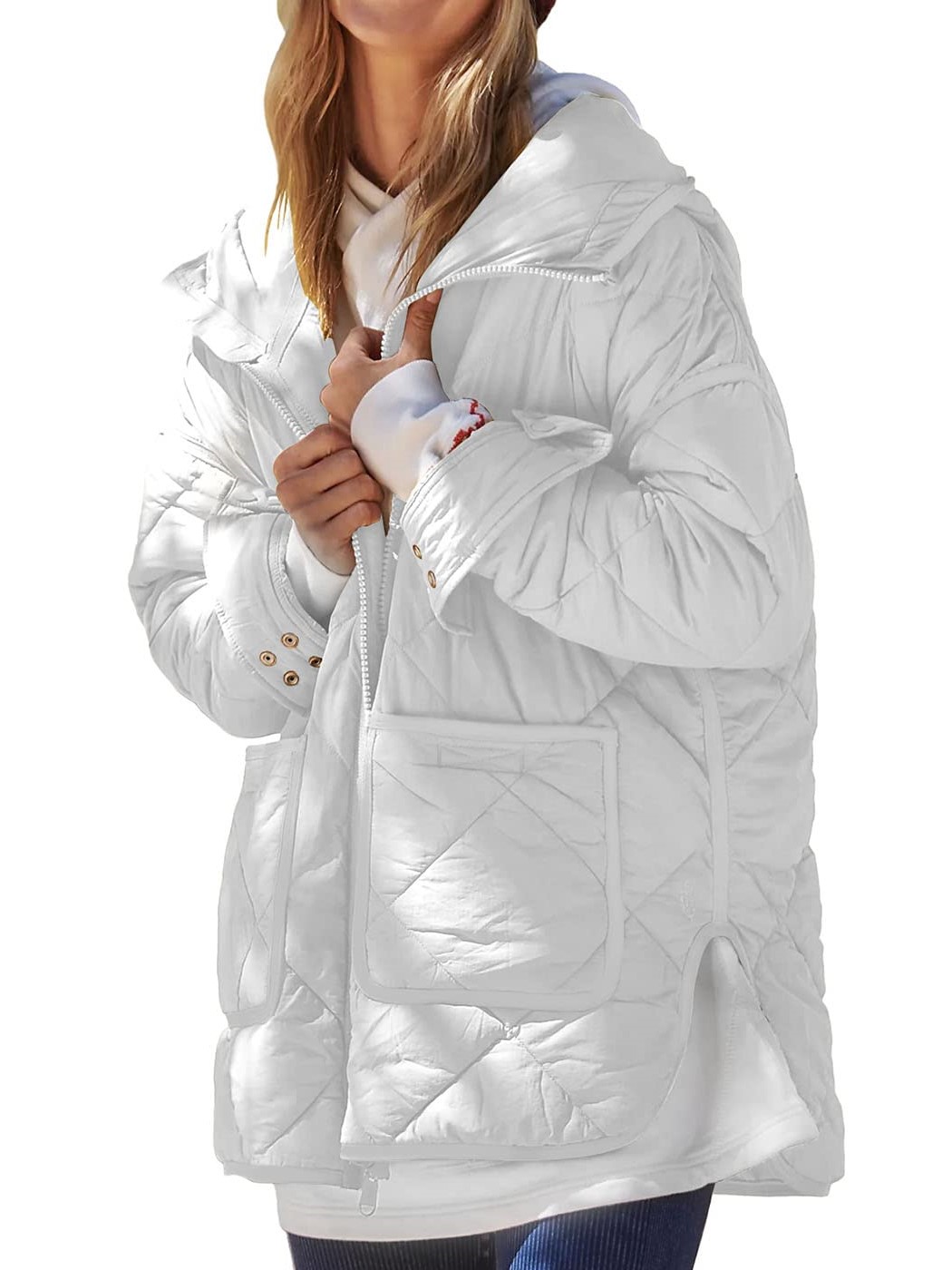 Women's Trendy Hooded Long Sleeve Zip Up Quilted Puffer Jacket