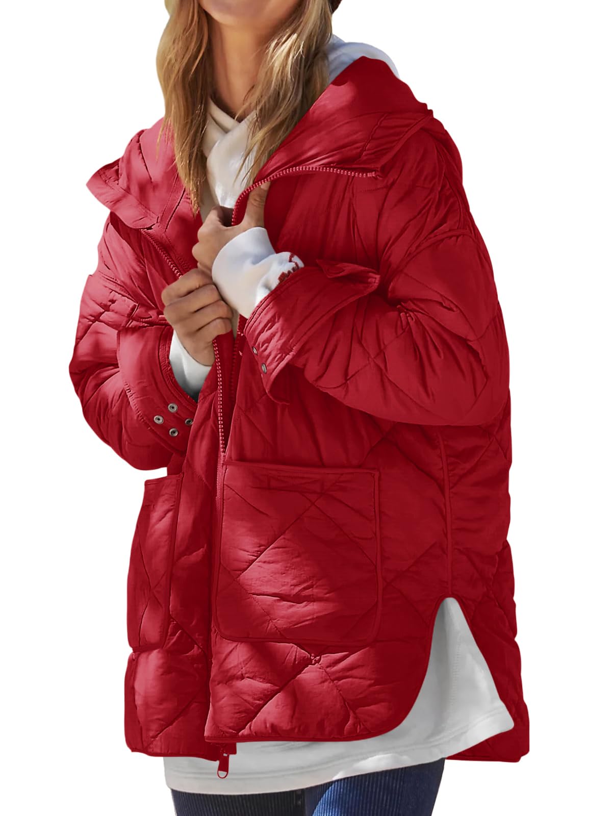 Women's Trendy Hooded Long Sleeve Zip Up Quilted Puffer Jacket