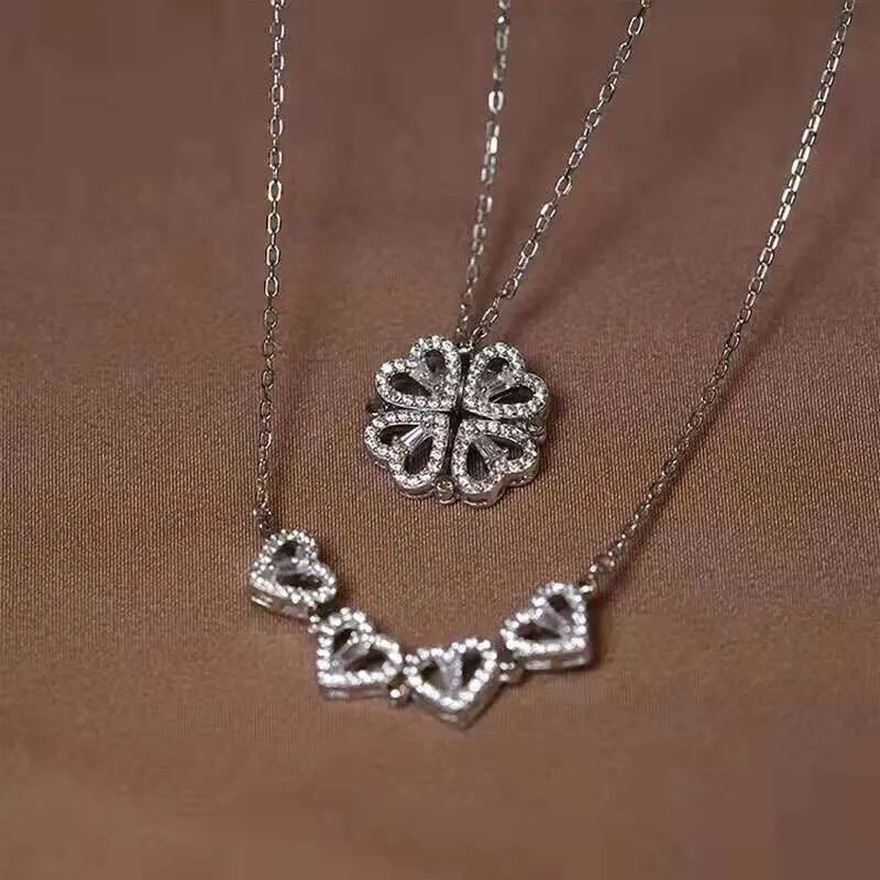 🎄Christmas Hot Sale🎁Four Leaf Heart Shape Lucky Necklace