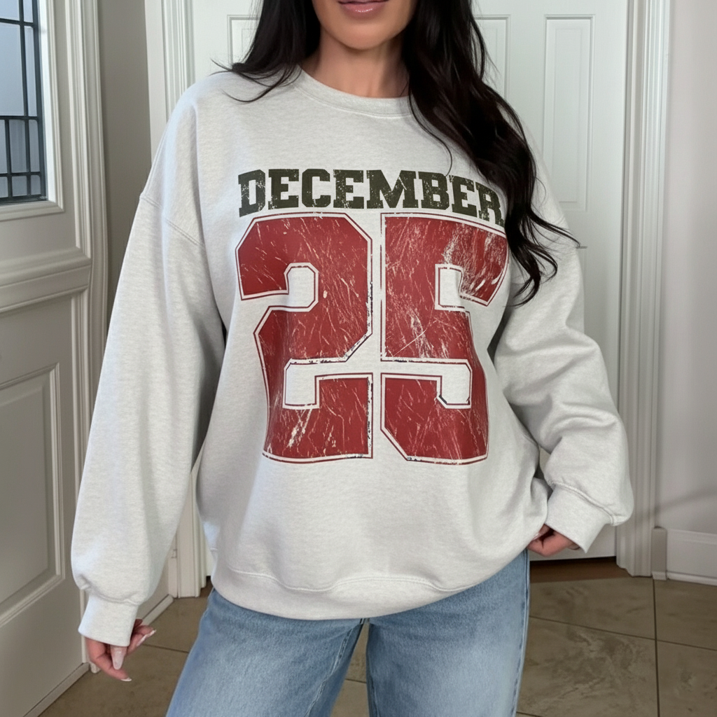 Retro December 25 Christmas Crewneck Sweatshirt