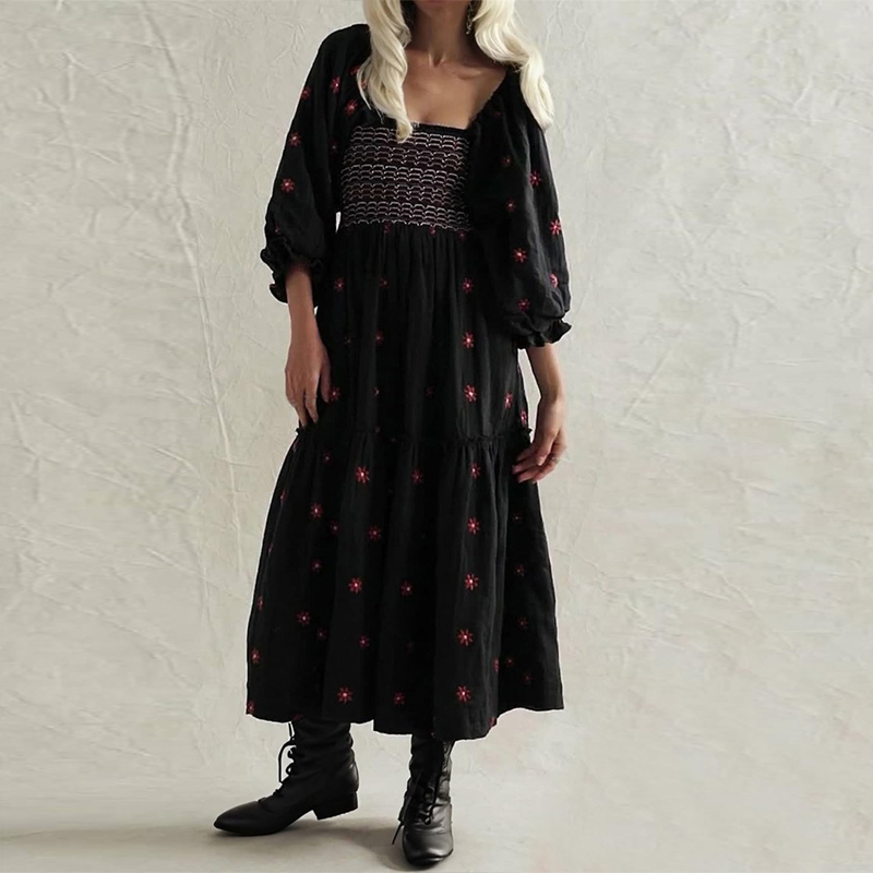 Women's Casual Embroidered Maxi Dress[BUY 2 FREE SHIPPING]