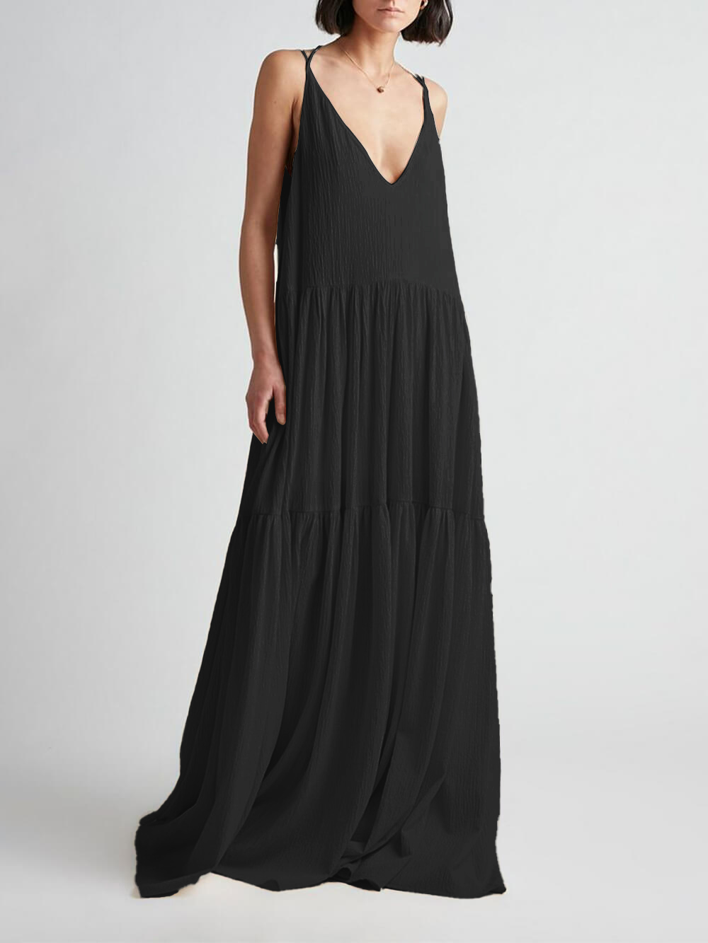 Elegant Resort Deep V-Neckline Strappy Maxi Dress
