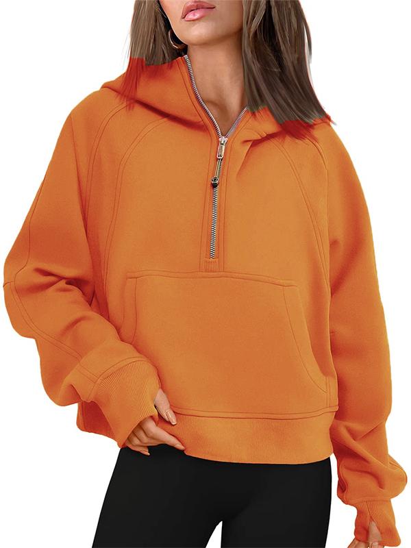 2024 Women's Fleece Cropped Hoodies Half Zip Lined Pullover (Buy 2 Free Shipping)