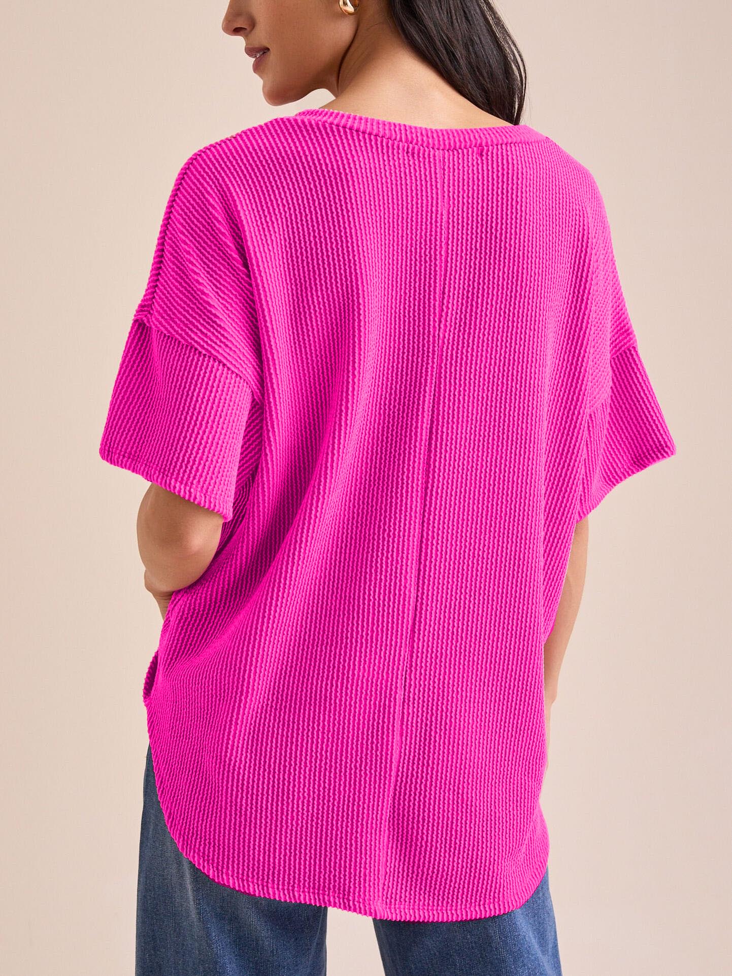 Women's Summer Ribbed Tunic Top