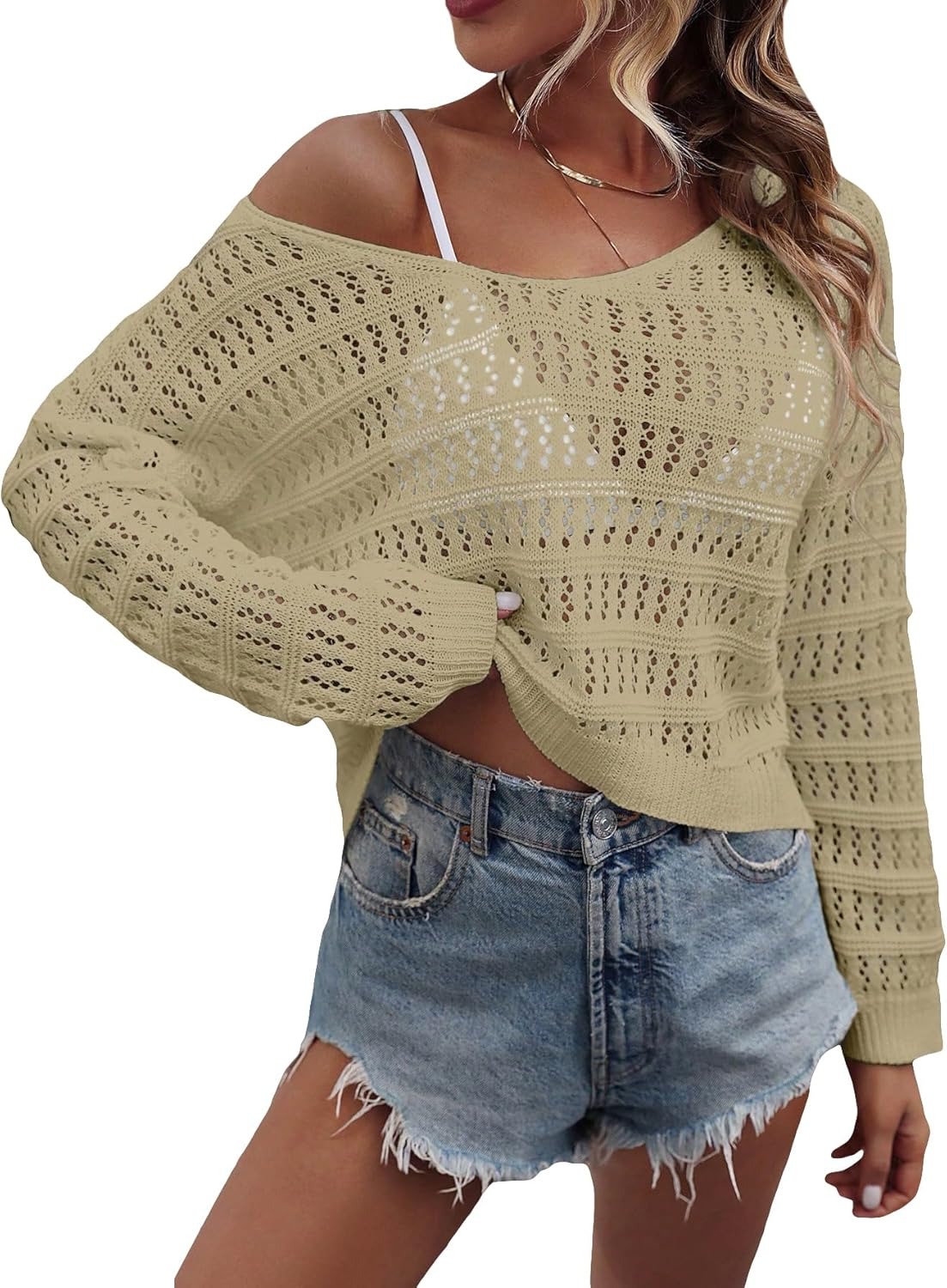 Hollow Knit Drop-Shoulder Sweater Top (Buy 2 Free Shipping!!!)
