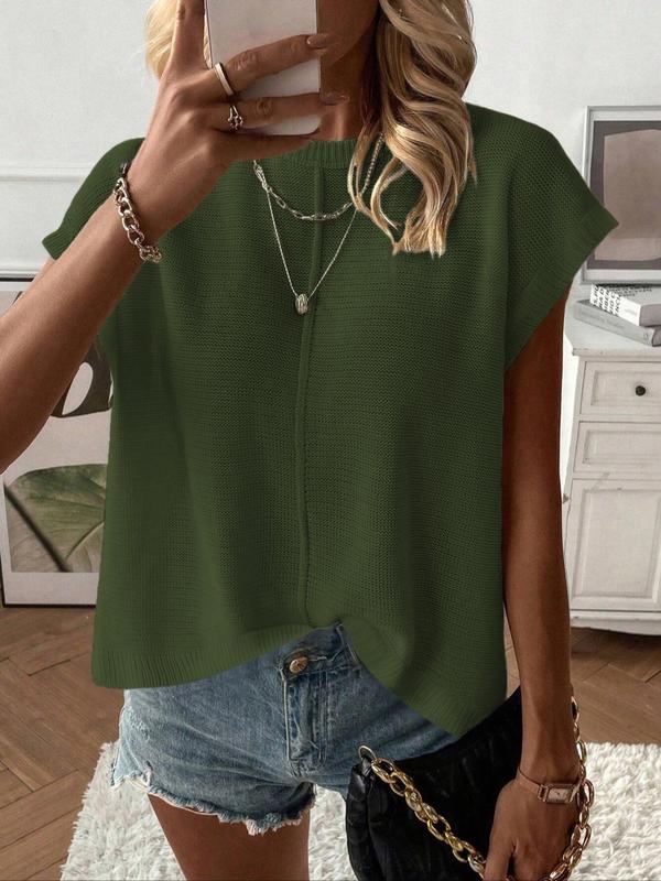 Women's Casual Breathable Fitted Short Sleeve Round Neck Knit Top (Buy 2 Free Shipping!!!)
