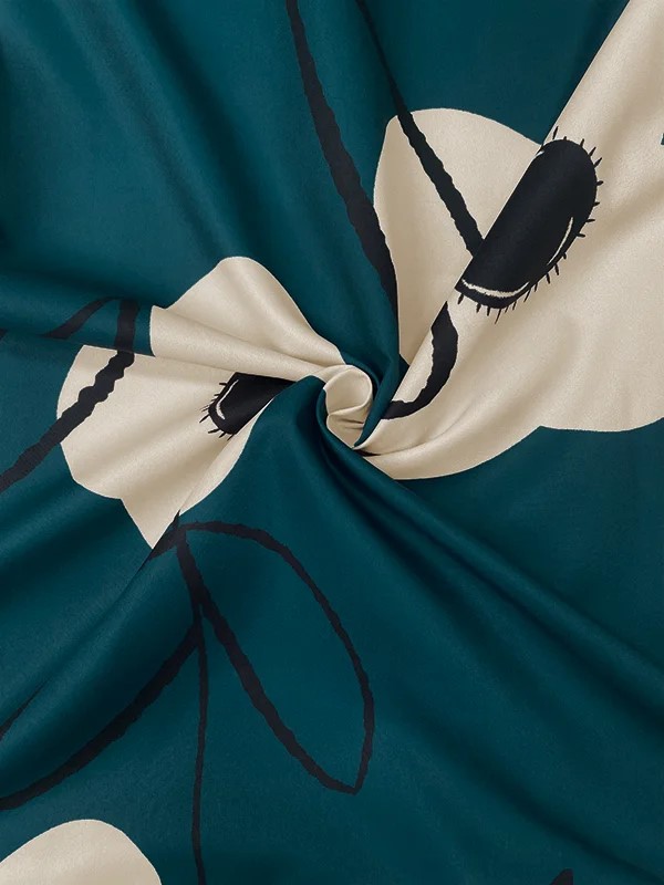 Women's Three-Quarter Sleeves Buttoned Printed Lapel Shirt Dress