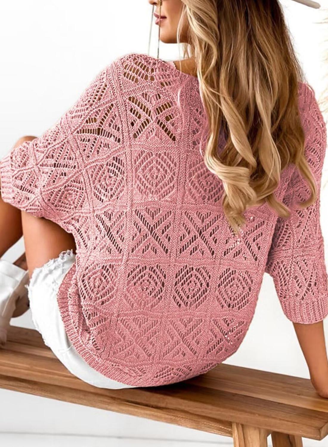 Women's 2025 Spring Summer Crochet Hollow Out Pullover Off Shoulder Top(BUY 2 FREE SHIPPING)