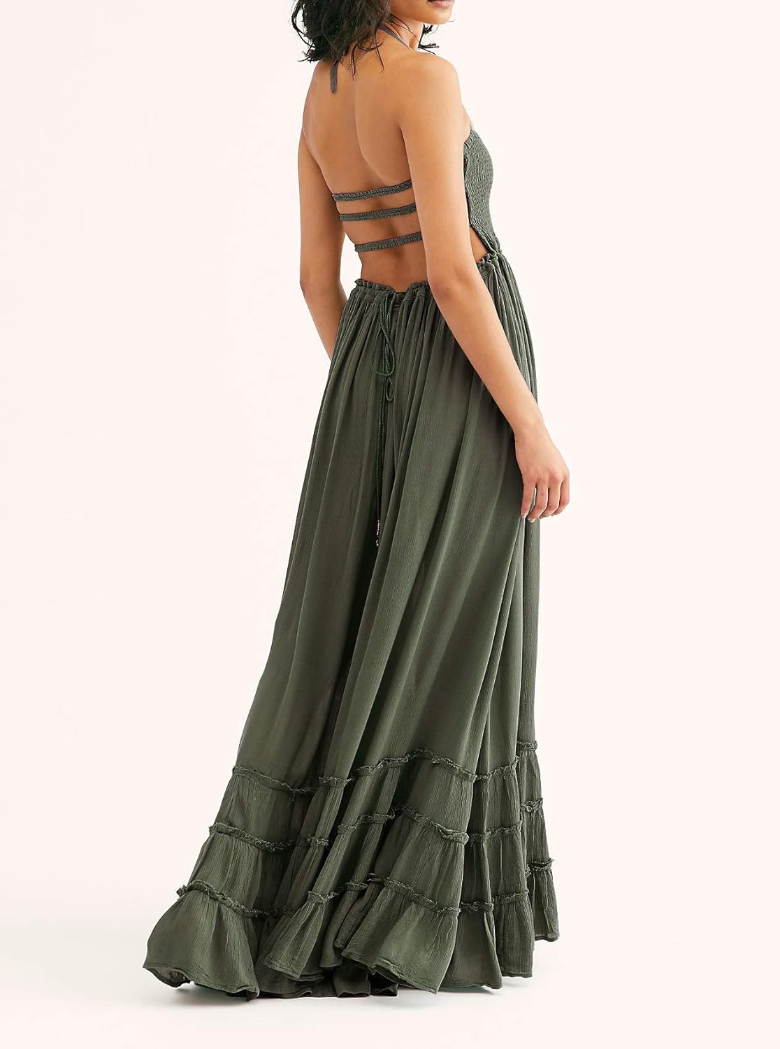 Women's Summer Halter Sexy Backless Maxi Dress