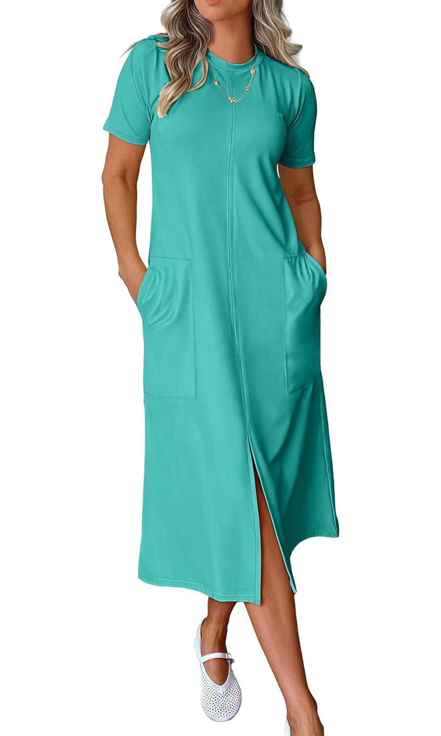 Women's Casual Short Sleeve Crewneck T Shirt Long Dresses(Buy 2 Free Shipping)