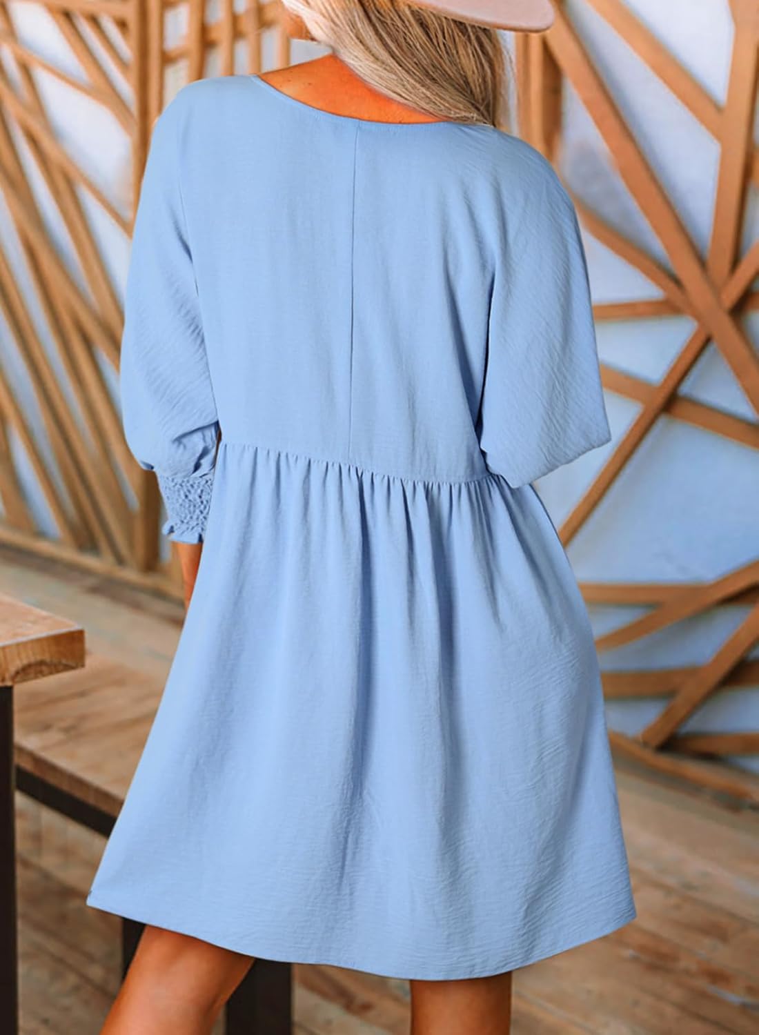 Women's Casual 3/4 Sleeve Crew Neck Mini Dresses (Buy 2 Free Shipping)