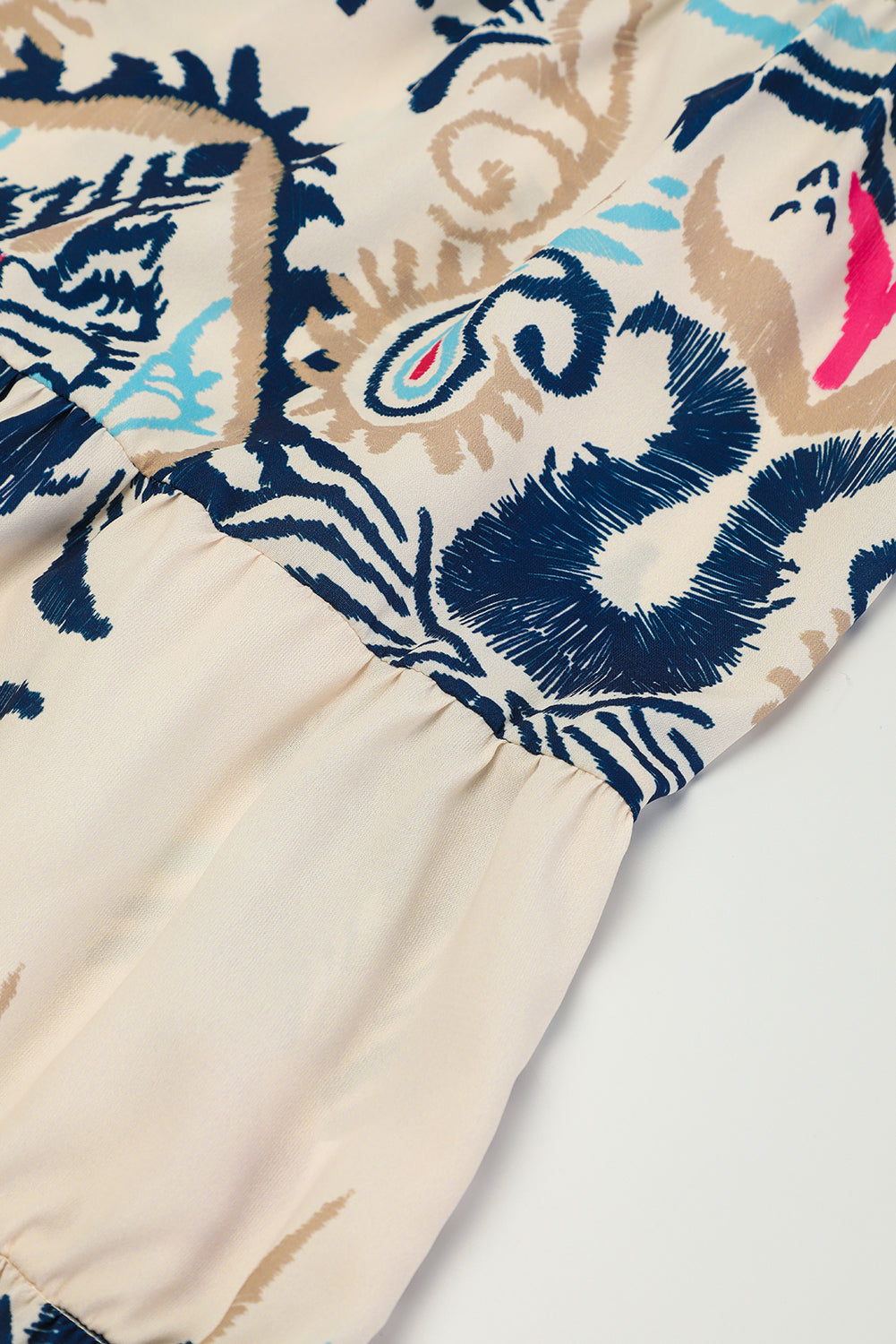 Women's Print Boho Button 3/4 Sleeve Tiered Babydoll Dress