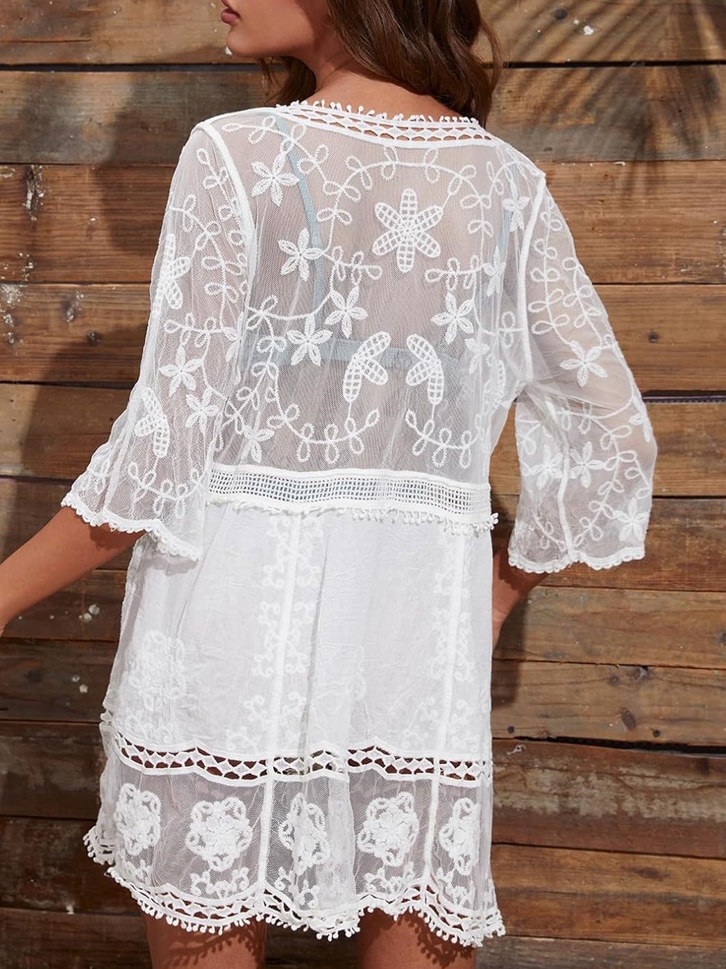 Women's Lace Bathing Suit Cover Up V-Neck Swimsuit Coverups