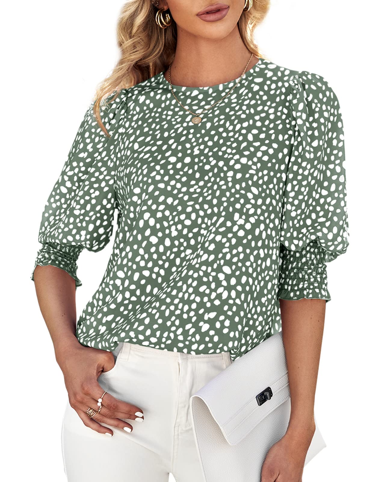 Women's Polka Dot Three-quarter Sleeve T-Shirt Top（Buy 2 Free Shipping)