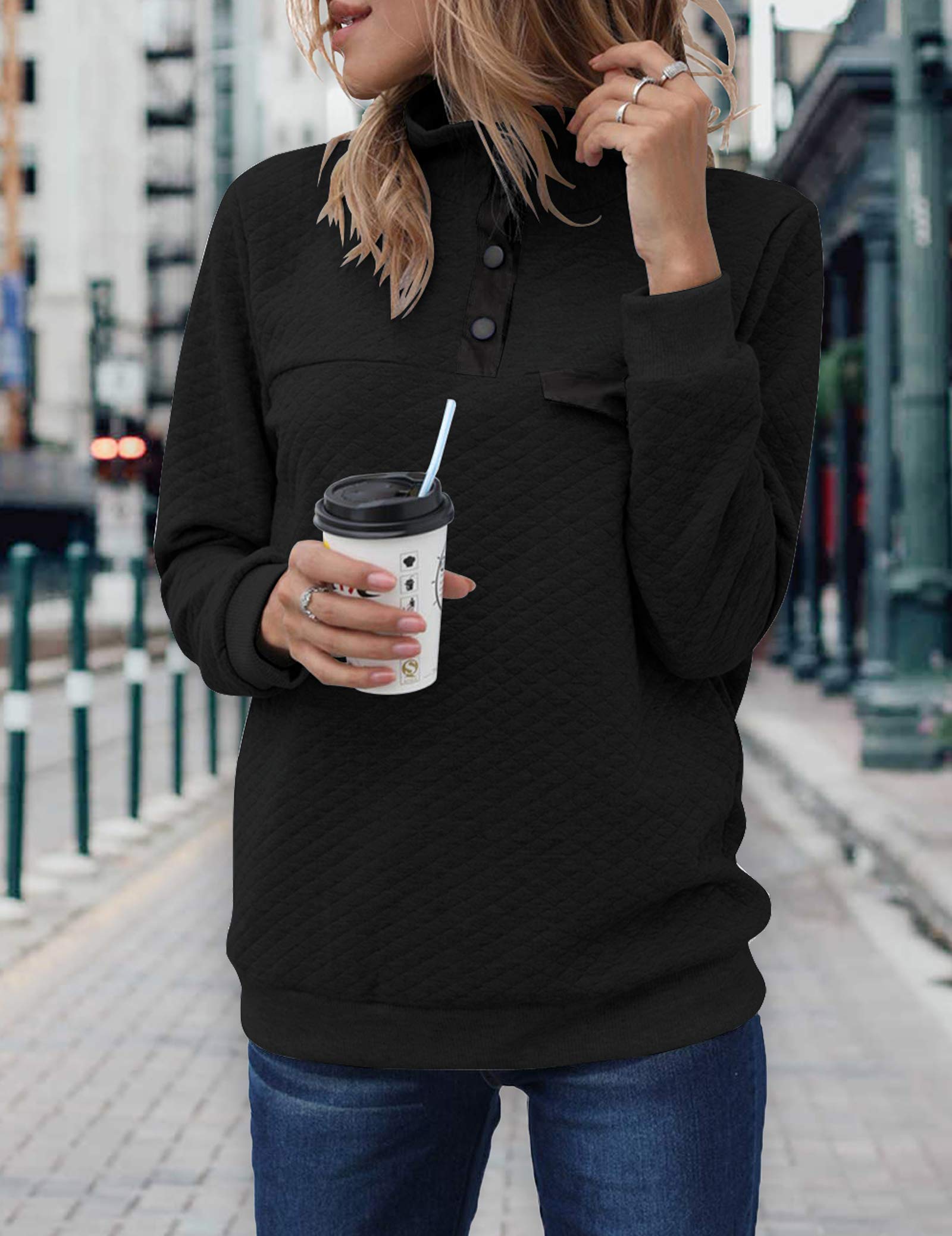 Women Fashion Quilted Pattern Lightweight Zipper Long Sleeve Plain Casual Ladies Sweatshirts