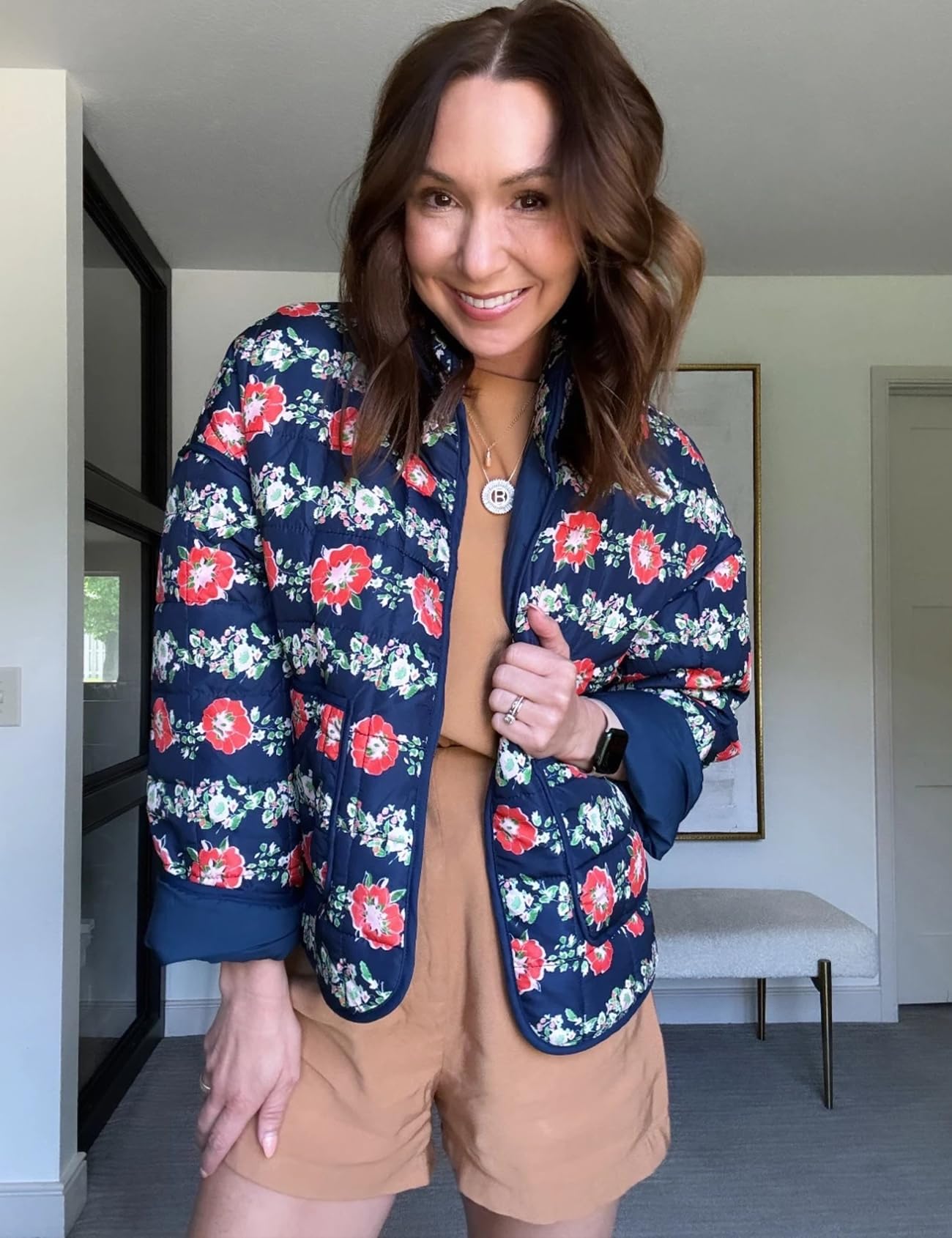 Women's  Floral Print Quilted Puffer Jackets 