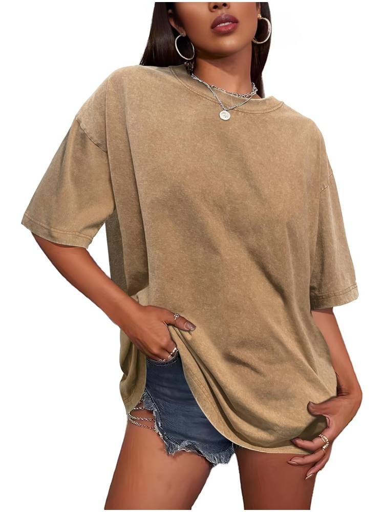 Women's Vintage Baggy Grunge Wash Cotton Tees