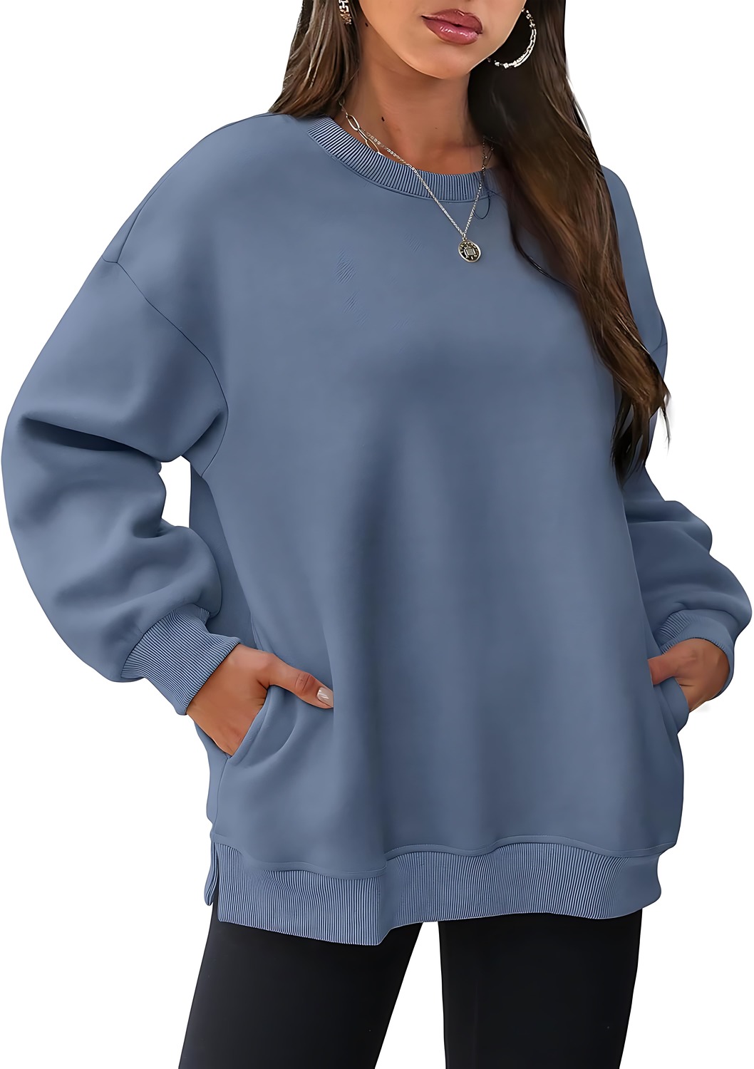 Women's Oversized Crewneck Pullover Sweatshirts with Pocket