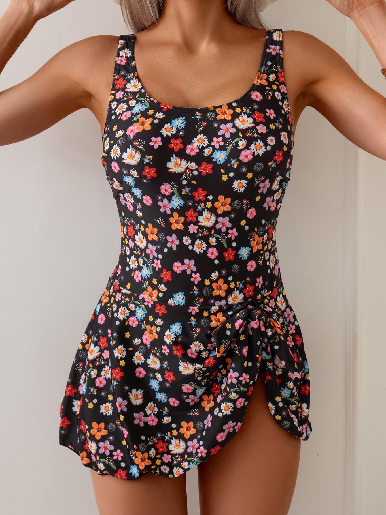 Women's Printed One Piece Swimsuits Tummy Control Swim Dresses