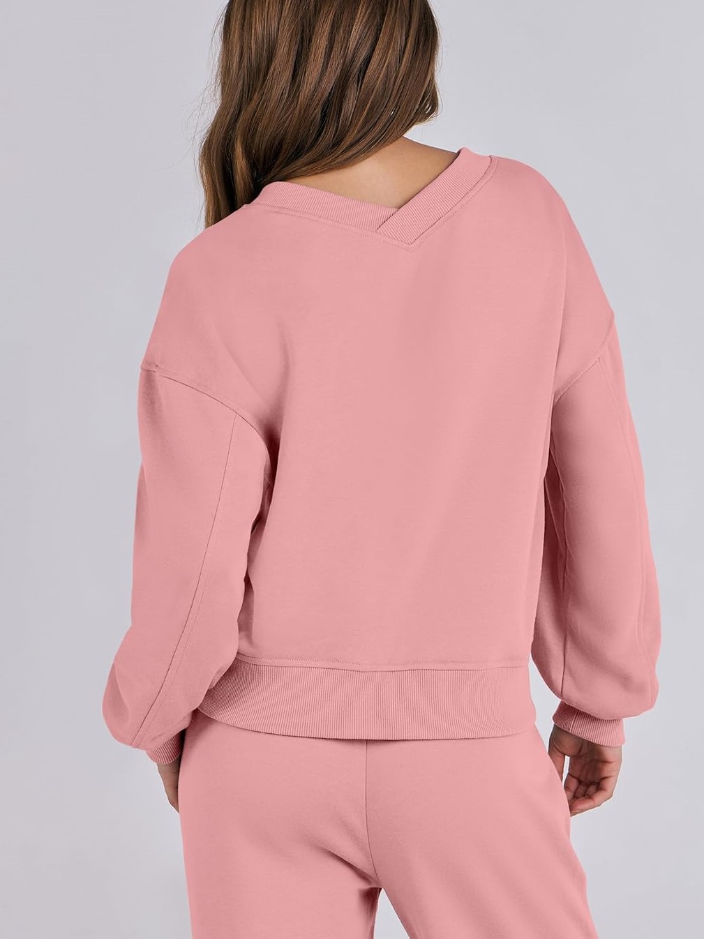 Women's V Neck Sweatshirts Wide Leg Jogger Sweatpants Lounge Sets