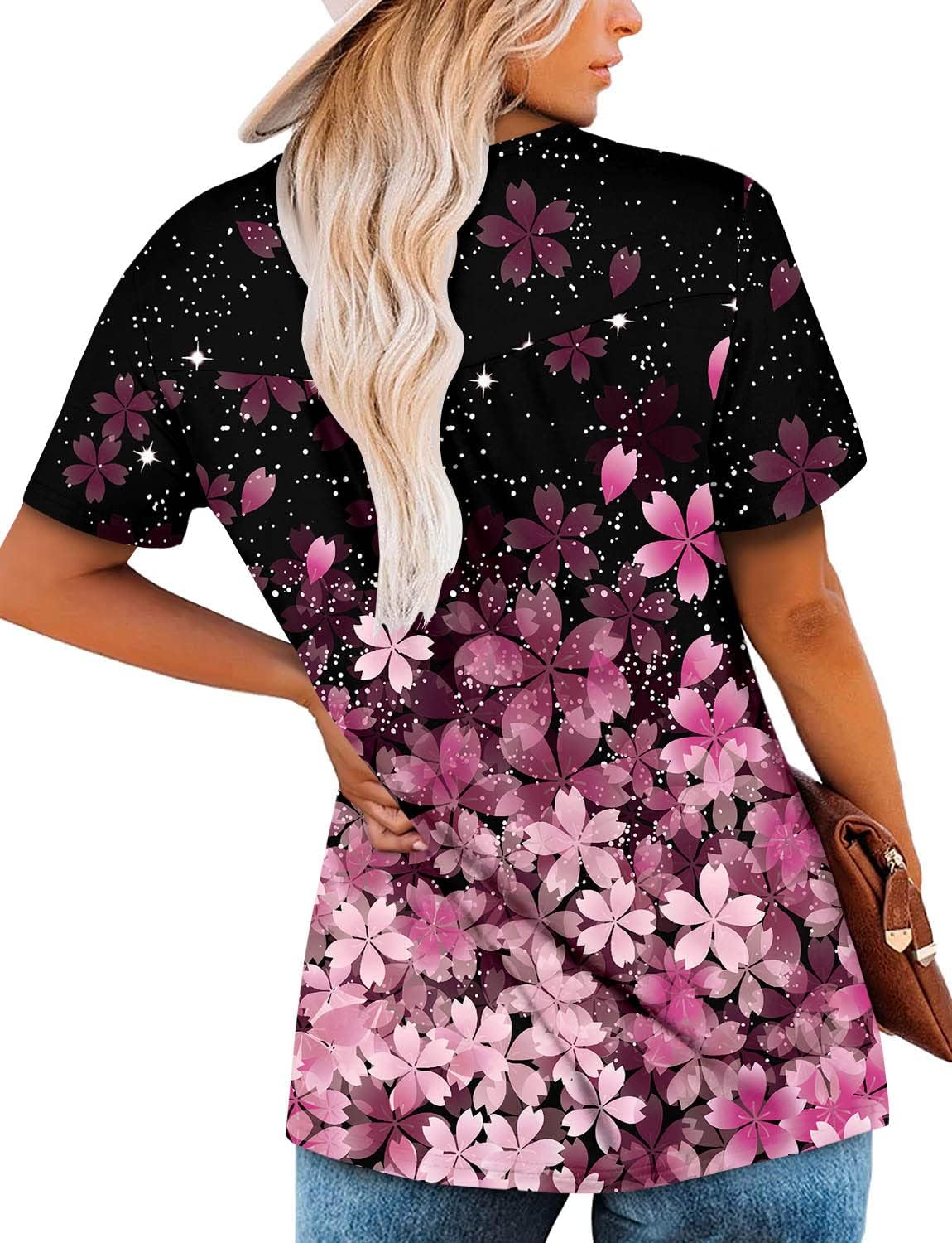 Women's Summer Printed Pleated Crew Neck Tee (Buy 3 Free Shipping)