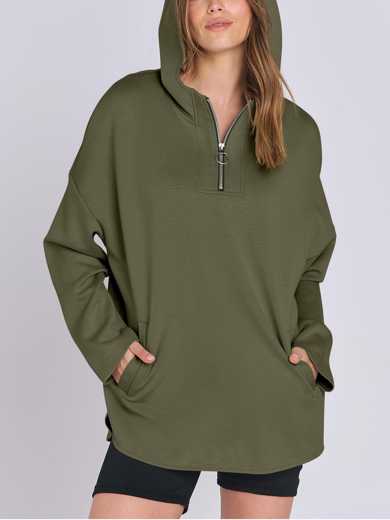 🔥Hot Sale-Women's Oversized Quarter Zip Tunic Hoodie (Buy 2 Free Shipping)