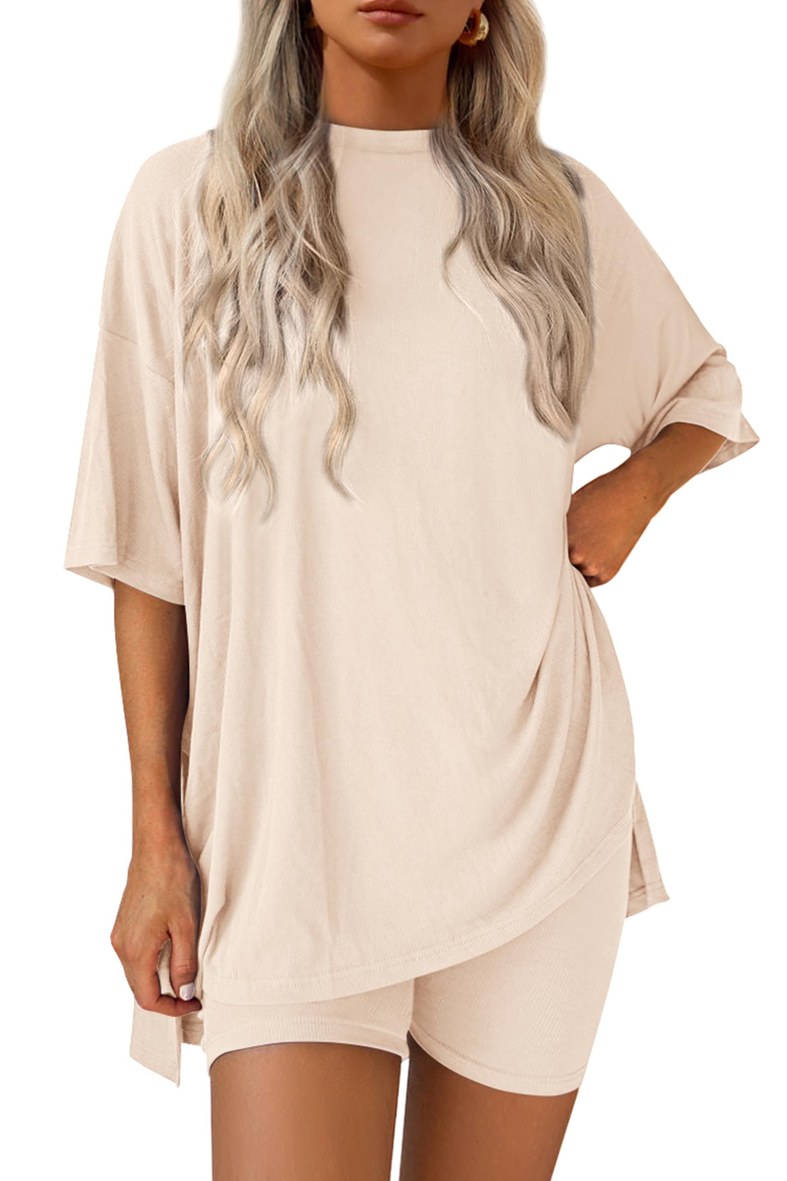 Women's Casual Oversized Shirts Biker Shorts Matching Set (BUY 2 FREE SHIPPING)