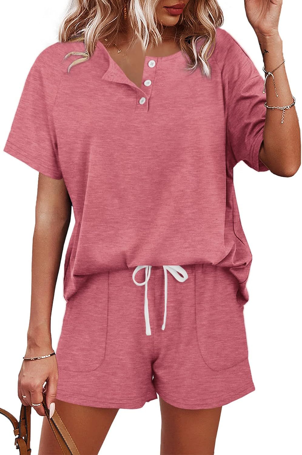 Women's Button Down Top and Shorts Lounge Set Sweatsuits