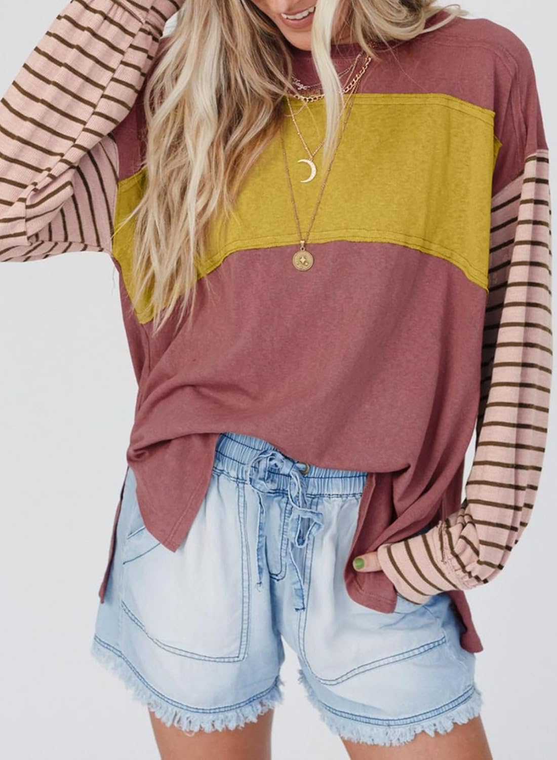 HOT SALE Women's Oversized Casual Color Block Pullover