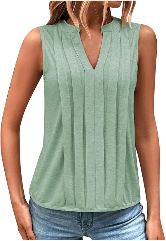 2025 New Women's Sleeveless Notched V Neck Tank Tops(buy 3 free shipping)