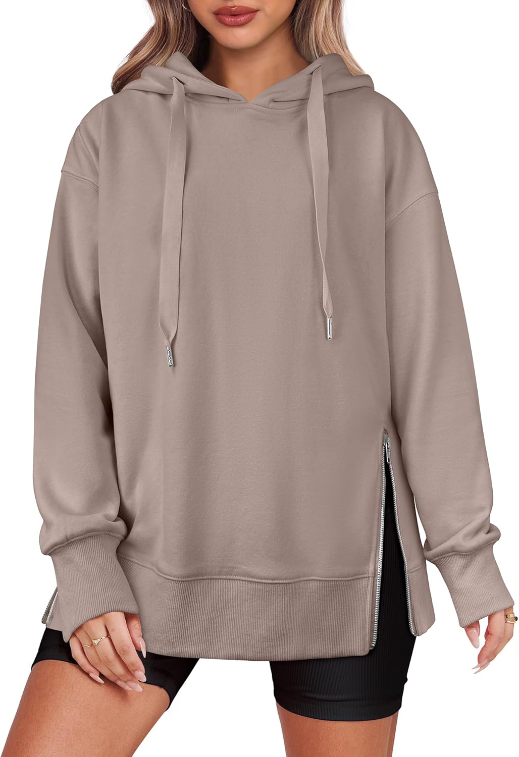 Oversized Side Zipper Tunic Pullover Hoodie (Buy 2 Free Shipping)