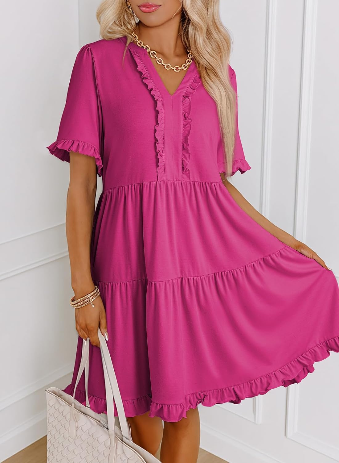 Women's Spring Short Sleeve Casual A-Line Flowing Hem Dress(BUY 2 FREE SHIPPING)