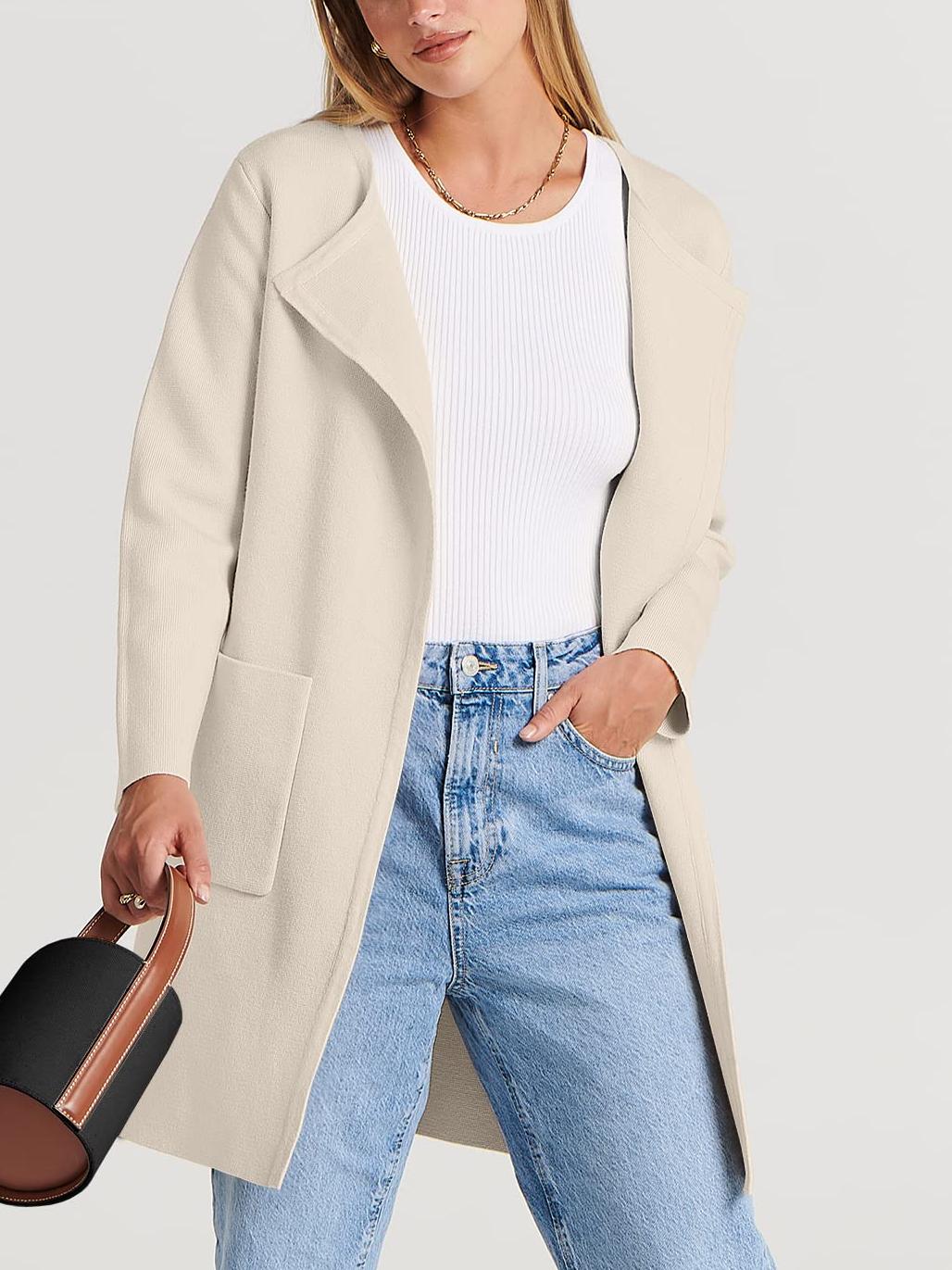  Women's Casual Long Lightweight Cardigan Jacket Coat（Buy 2 Free Shipping）