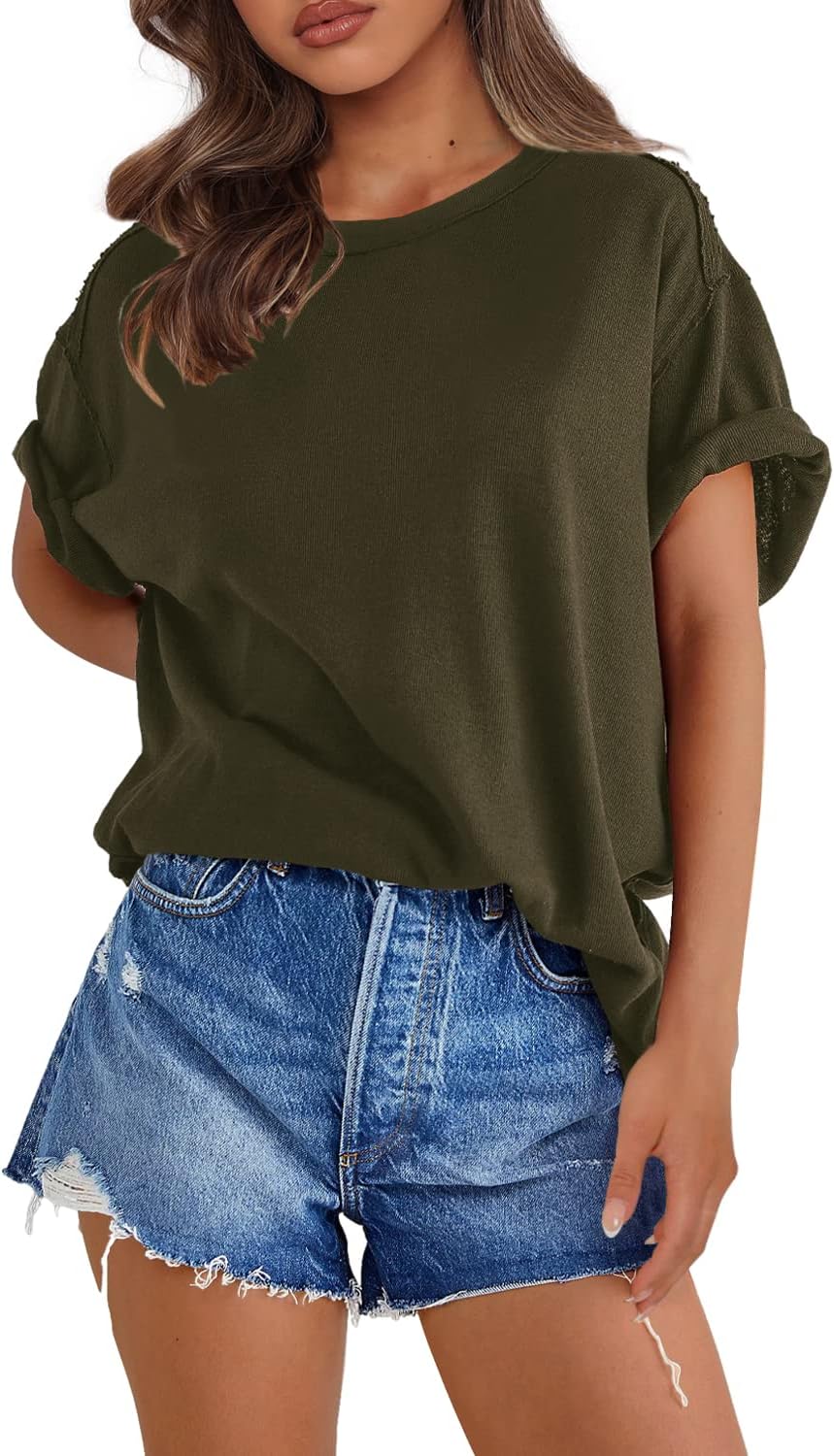 Womens Oversized T Shirts  Short Sleeve Summer Tees Loose Fit Tops(🔥50% OFF!!)