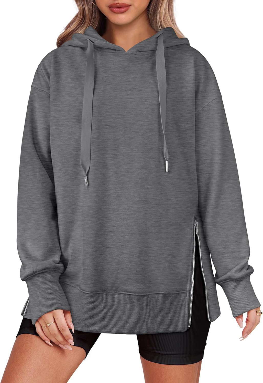 Oversized Side Zipper Tunic Pullover Hoodie (Buy 2 Free Shipping)