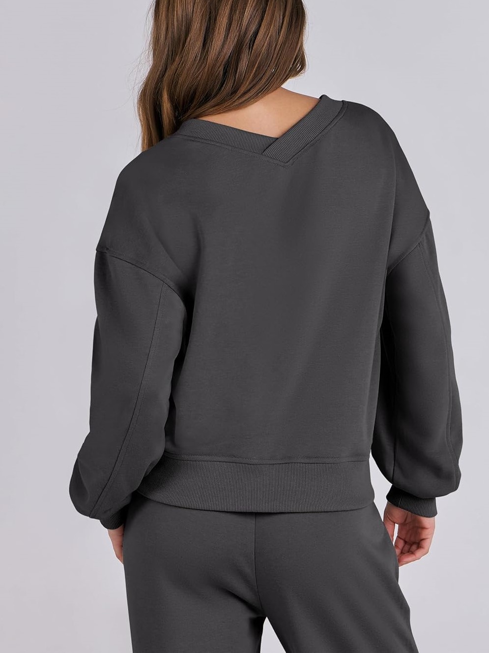 Women's V Neck Sweatshirts Wide Leg Jogger Sweatpants Lounge Sets