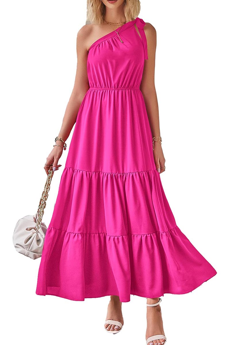 Women's Floral Knotted Off-Shoulder Ruffled Flowing Dress(BUY 2 FREE SHIPPING)