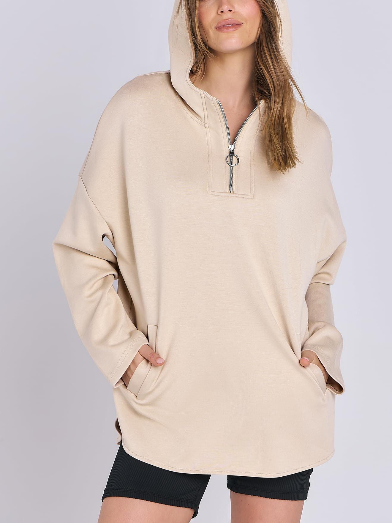 🔥Hot Sale-Women's Oversized Quarter Zip Tunic Hoodie (Buy 2 Free Shipping)