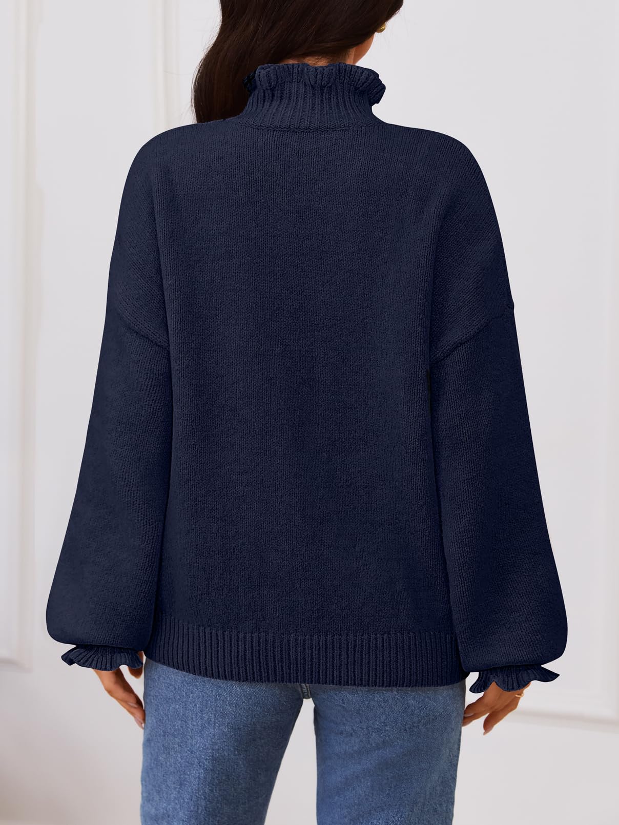 Women's Ruffle Button Down Long Sleeve Chunky Cardigan Sweaters