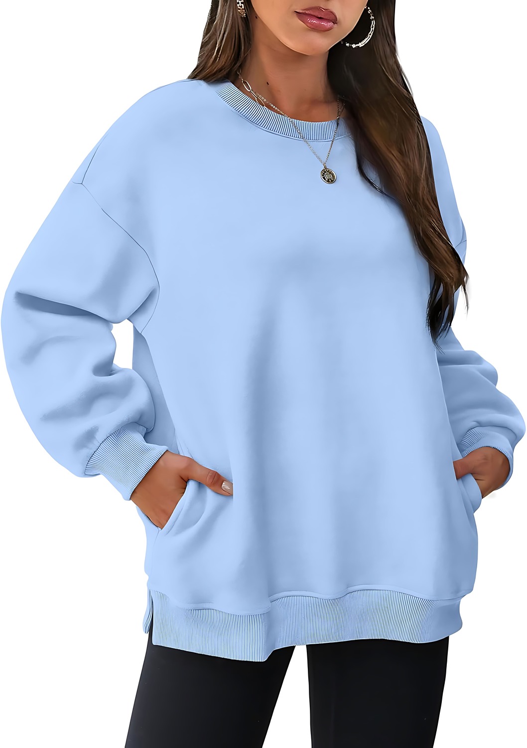 Women's Oversized Crewneck Pullover Sweatshirts with Pocket